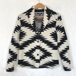 Chaps Womens Pet Aztec‎ Geometric Cotton Button Cardigan Sweater Southwestern PM